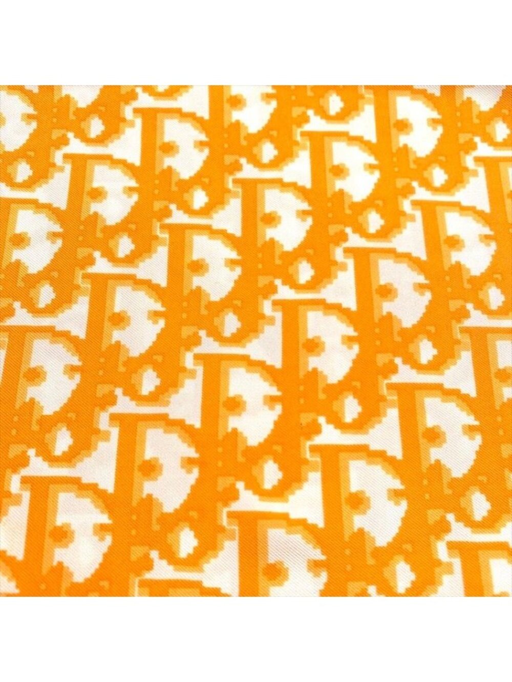 Dior Trotter Pattern Silk Scarf Orange Green - Picture 4 of 6